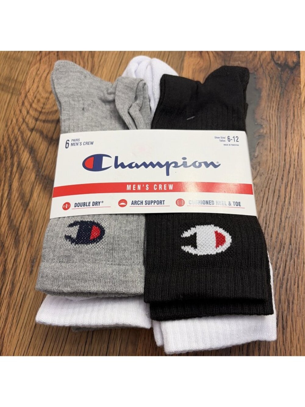 New Champion Socks Mens 6 Pair Multi Color Crew Socks Athletic Casual Activewear